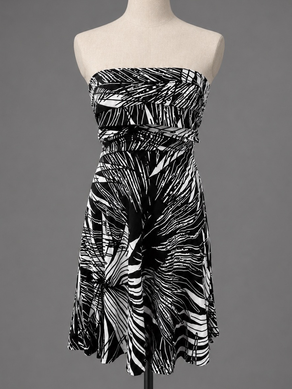 Abstract Party Cocktail Strapless Dress XS